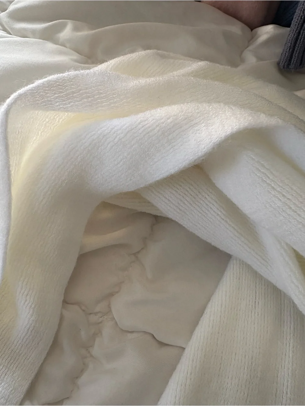 Calvin Klein Ivory Knit Scarf with Fringe